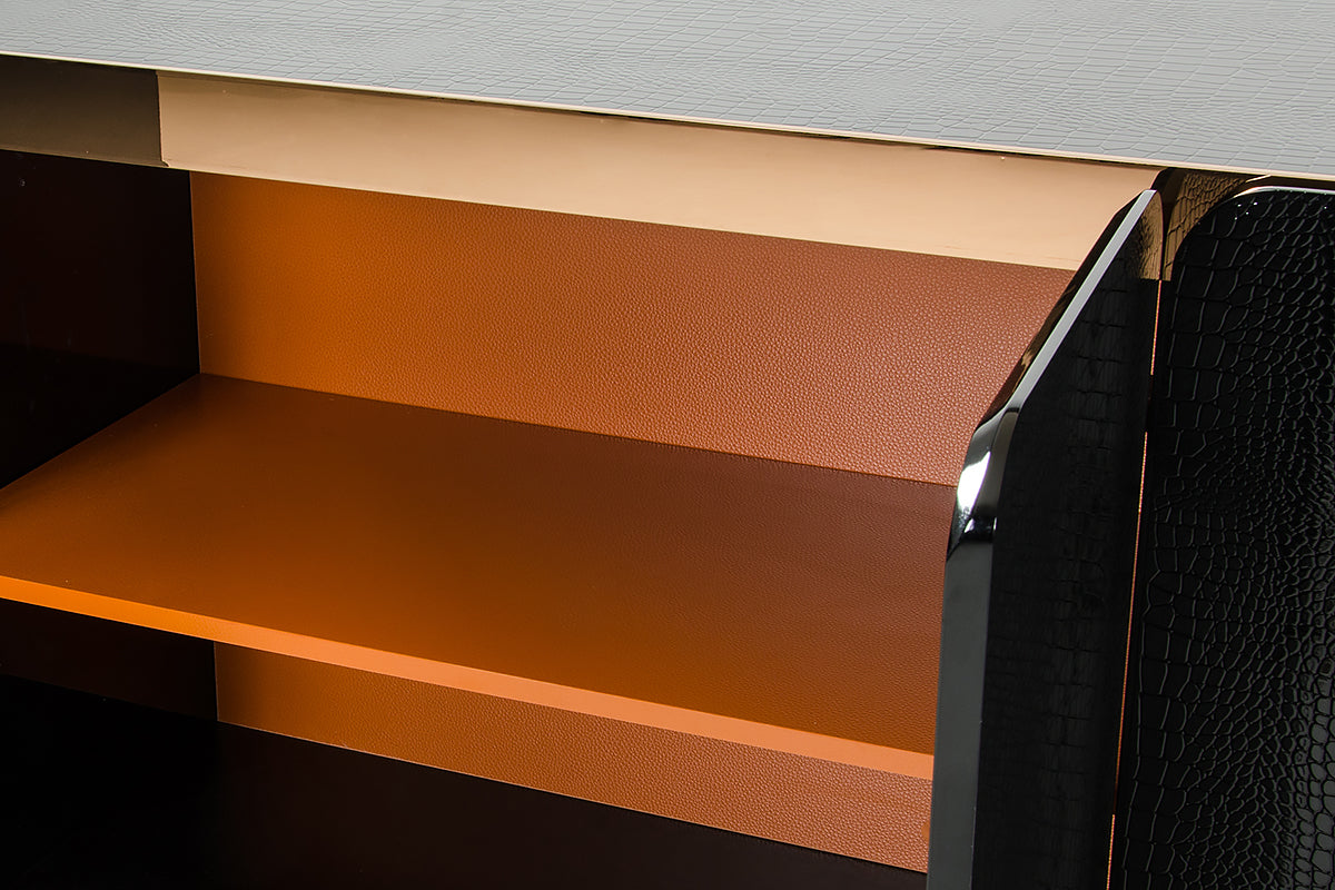 Talin Modern Black Crocodile and Rosegold Buffet