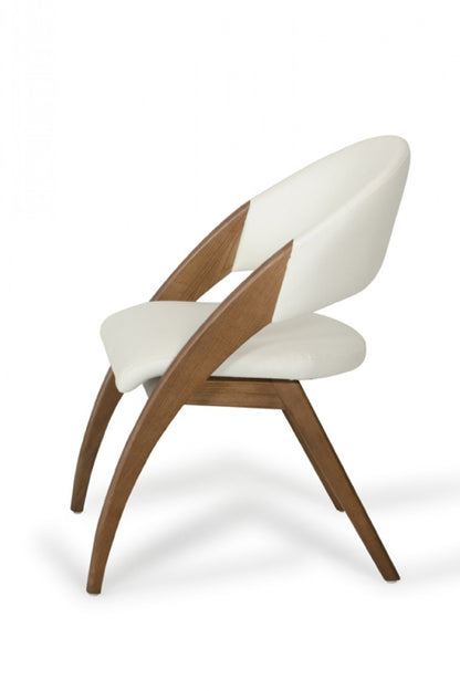 Modrest Lucas Mid-Century Cream and Walnut Dining Chair