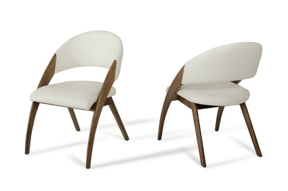Modrest Lucas Mid-Century Cream and Walnut Dining Chair