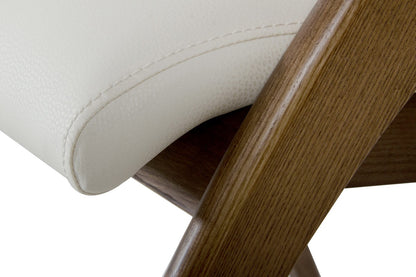 Modrest Lucas Mid-Century Cream and Walnut Dining Chair