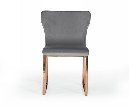 Modrest Chadwick Modern Grey Velvet and Rosegold Dining Chair