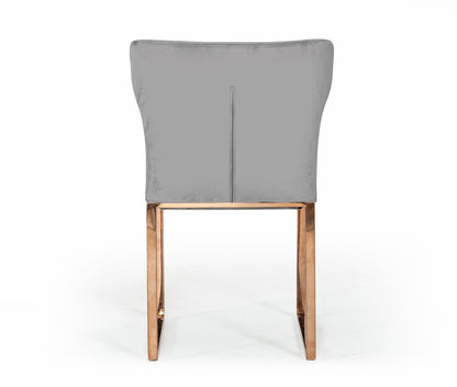 Modrest Chadwick Modern Grey Velvet and Rosegold Dining Chair