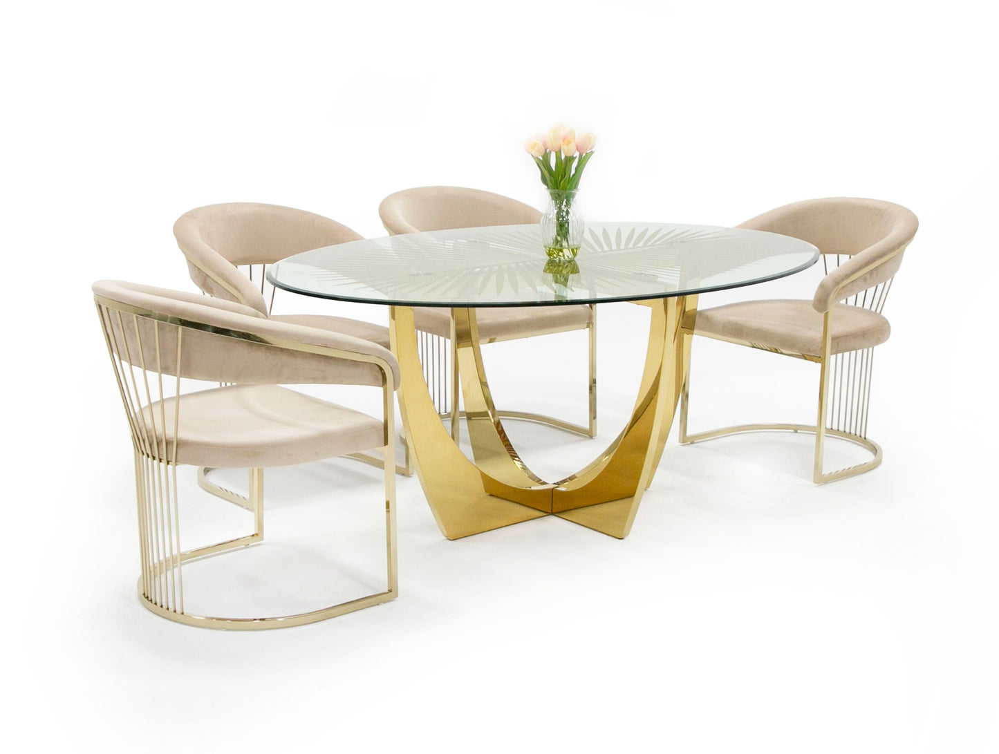 Modrest Chambers Glass and Gold Dining Table