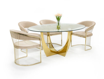 Modrest Chambers Glass and Gold Dining Table