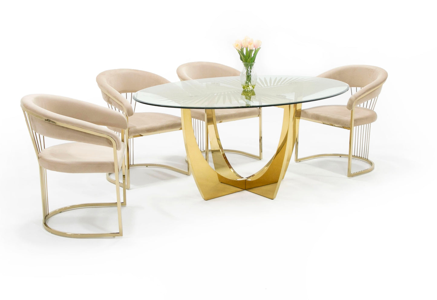 Modrest Chambers Glass and Gold Dining Table
