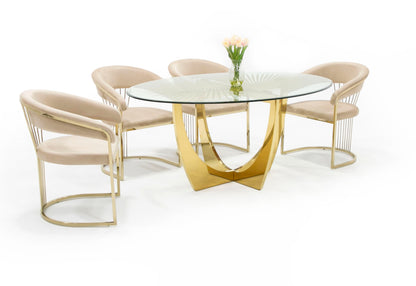 Modrest Chambers Glass and Gold Dining Table