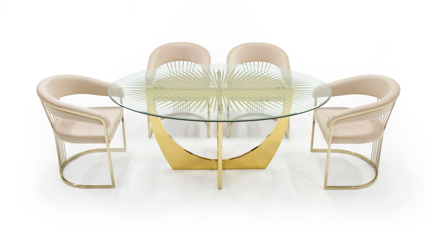 Modrest Chambers Glass and Gold Dining Table