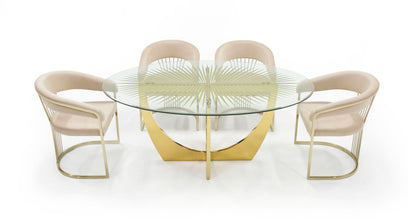Modrest Chambers Glass and Gold Dining Table