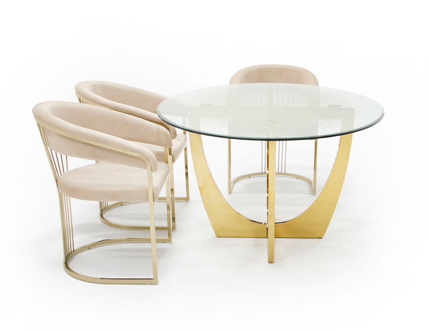 Modrest Chambers Glass and Gold Dining Table