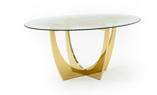 Modrest Chambers Glass and Gold Dining Table