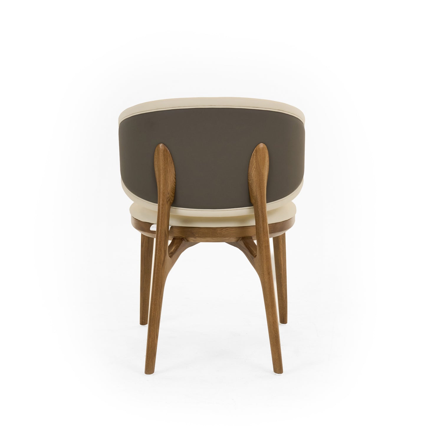 Modrest Chance Contemporary Cream and Brown Leatherette Walnut Dining Chair