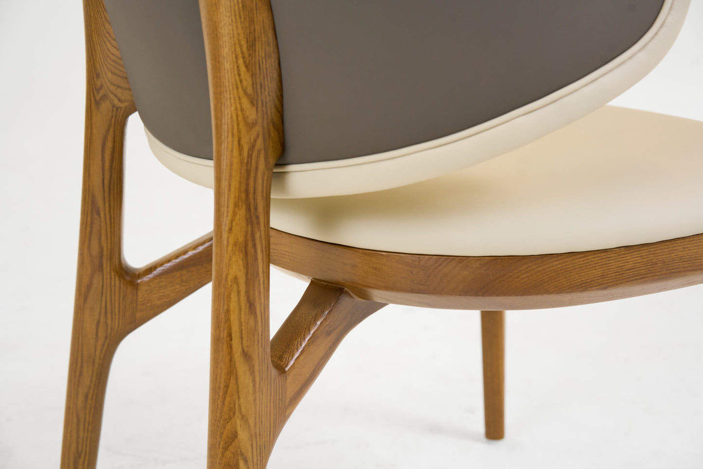 Modrest Chance Contemporary Cream and Brown Leatherette Walnut Dining Chair