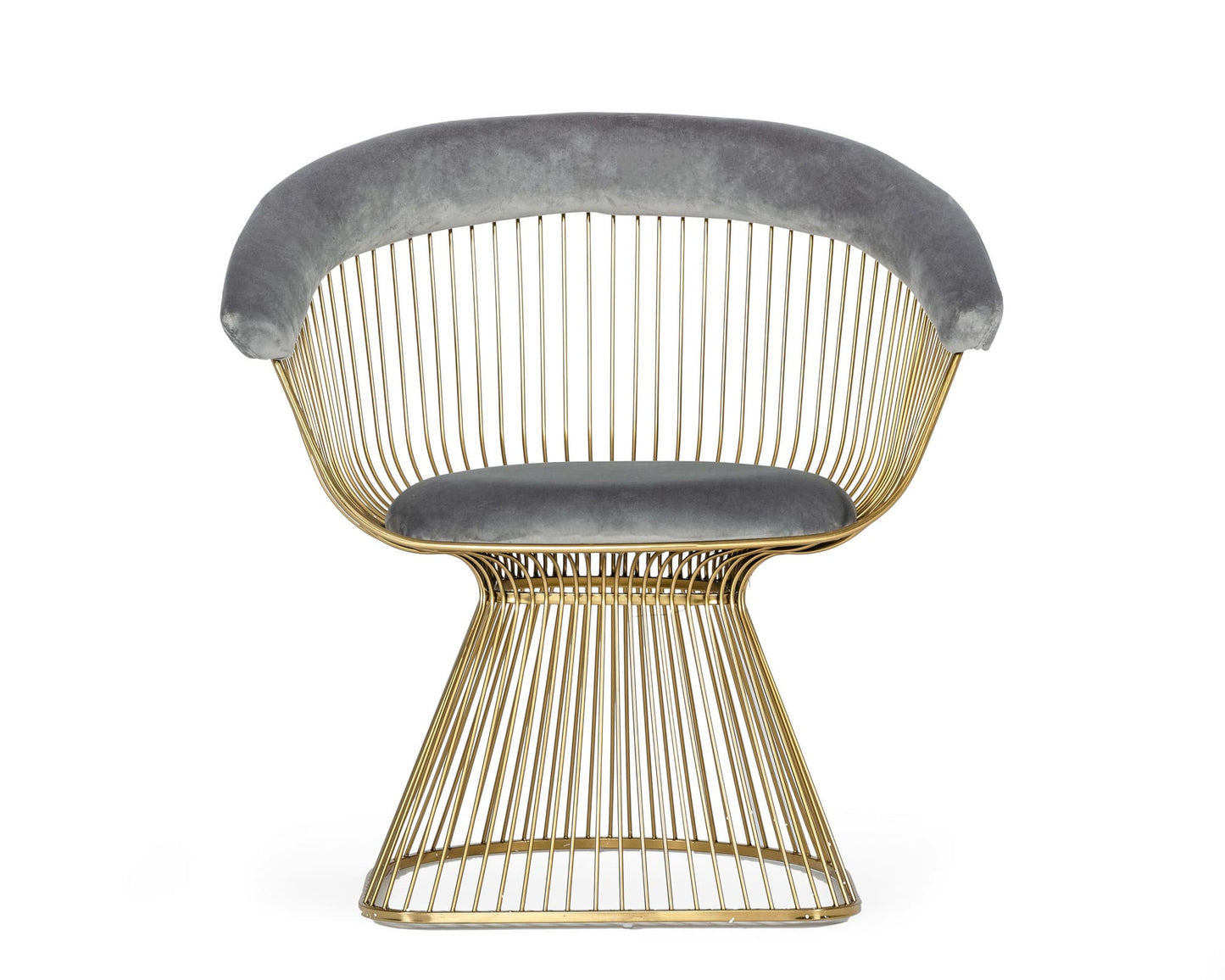 Modrest Chandler Modern Grey Velvet and Gold Dining Chair