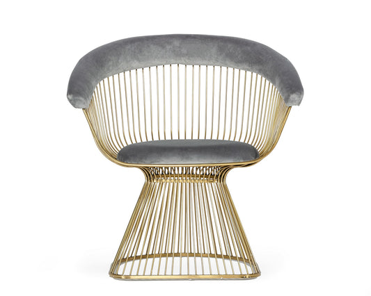 Modrest Chandler Modern Grey Velvet and Gold Dining Chair