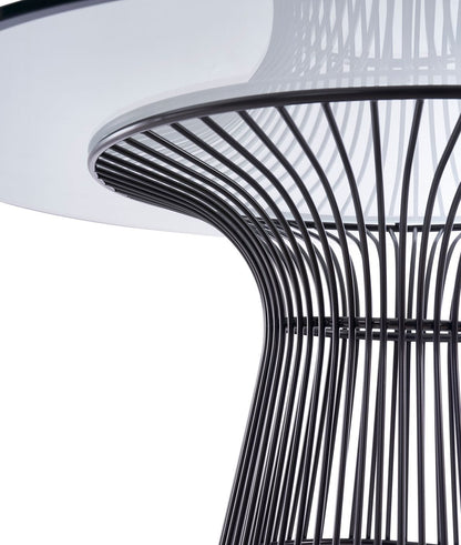Modrest Chandler Modern Round Glass and Black Stainless Steel Dining Table