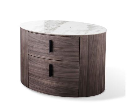 Modrest Fleury Contemporary Cream Fabric and Walnut Bedroom Set