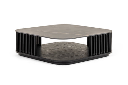 Modrest Chip Modern Black Ceramic Black Ash Square Coffee Table