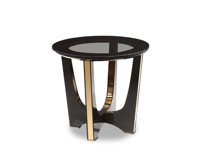 Talin Modern Black Crocodile and Rosegold End Table