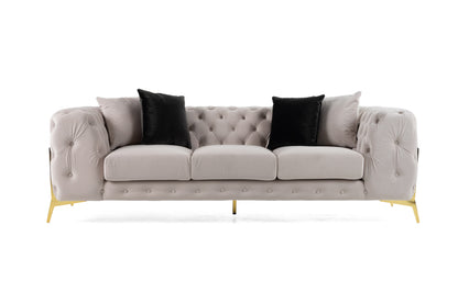 Divani Casa Clarice Transitional Light Beige Velvet Sofa