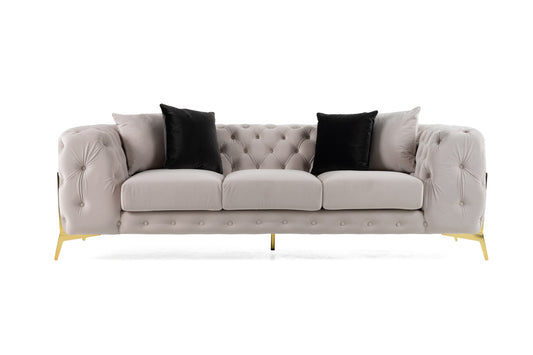 Divani Casa Clarice Transitional Light Beige Velvet Sofa