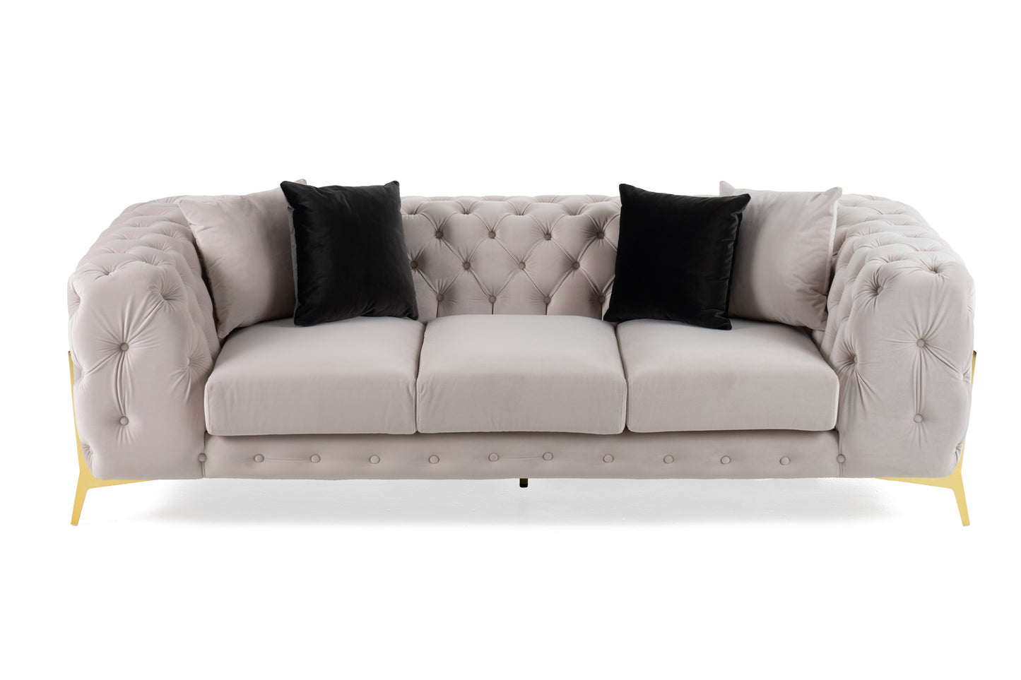 Divani Casa Clarice Transitional Light Beige Velvet Sofa