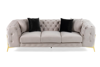 Divani Casa Clarice Transitional Light Beige Velvet Sofa