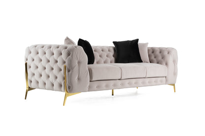 Divani Casa Clarice Transitional Light Beige Velvet Sofa