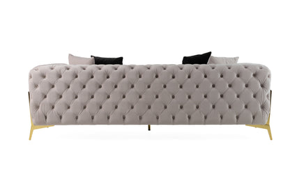 Divani Casa Clarice Transitional Light Beige Velvet Sofa