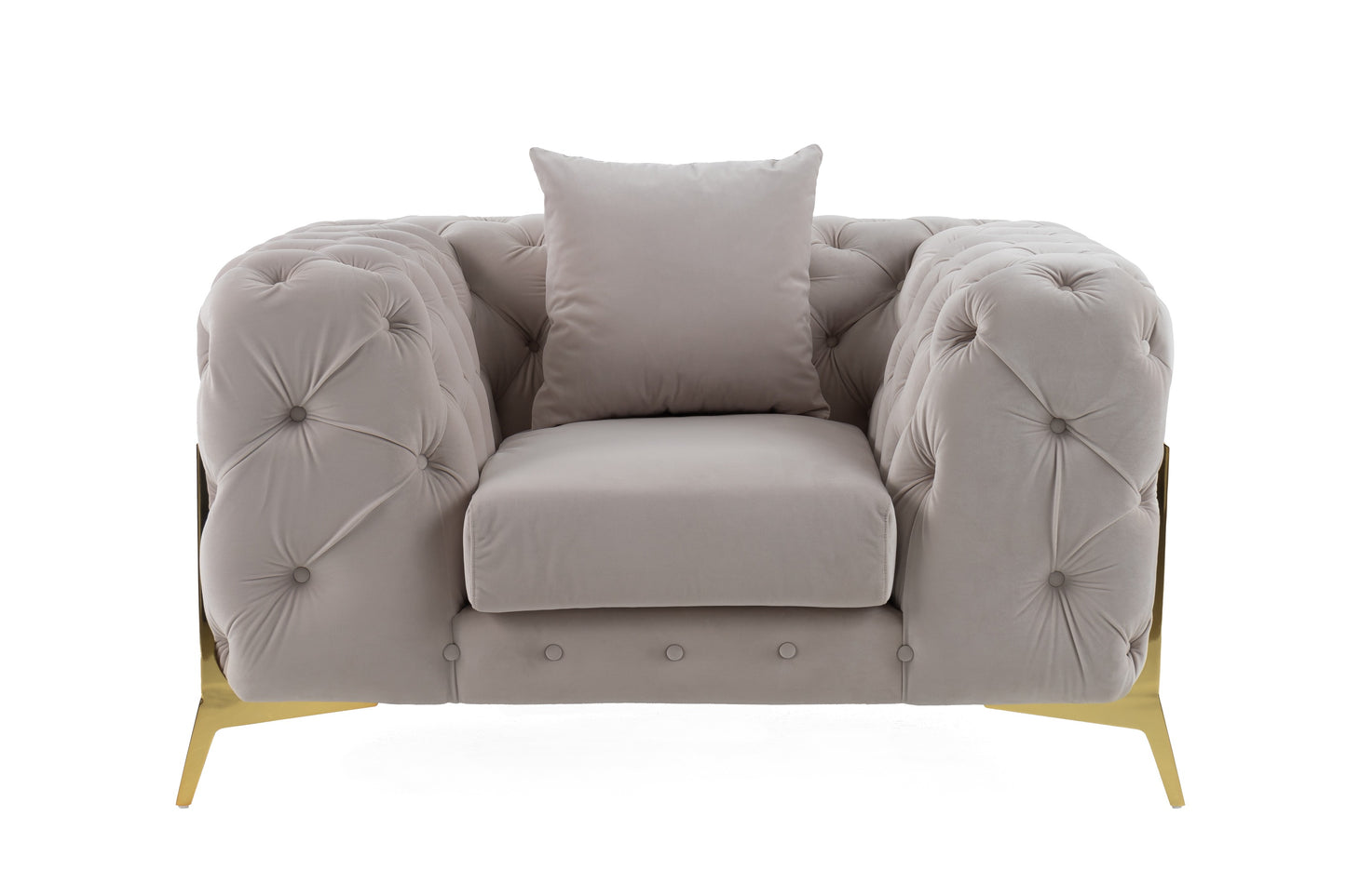 Divani Casa Clarice Transitional Light Beige Velvet Chair