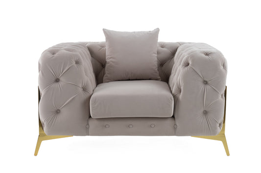 Divani Casa Clarice Transitional Light Beige Velvet Chair