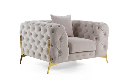 Divani Casa Clarice Transitional Light Beige Velvet Chair