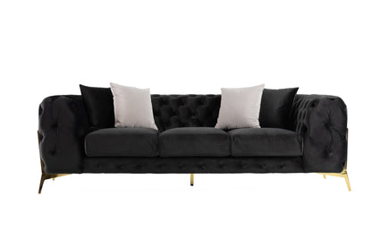 Divani Casa Clarice Transitional Black Velvet Sofa