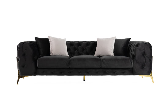 Divani Casa Clarice Transitional Black Velvet Sofa