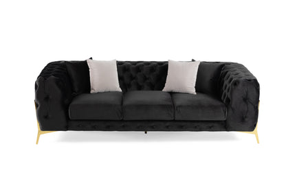 Divani Casa Clarice Transitional Black Velvet Sofa