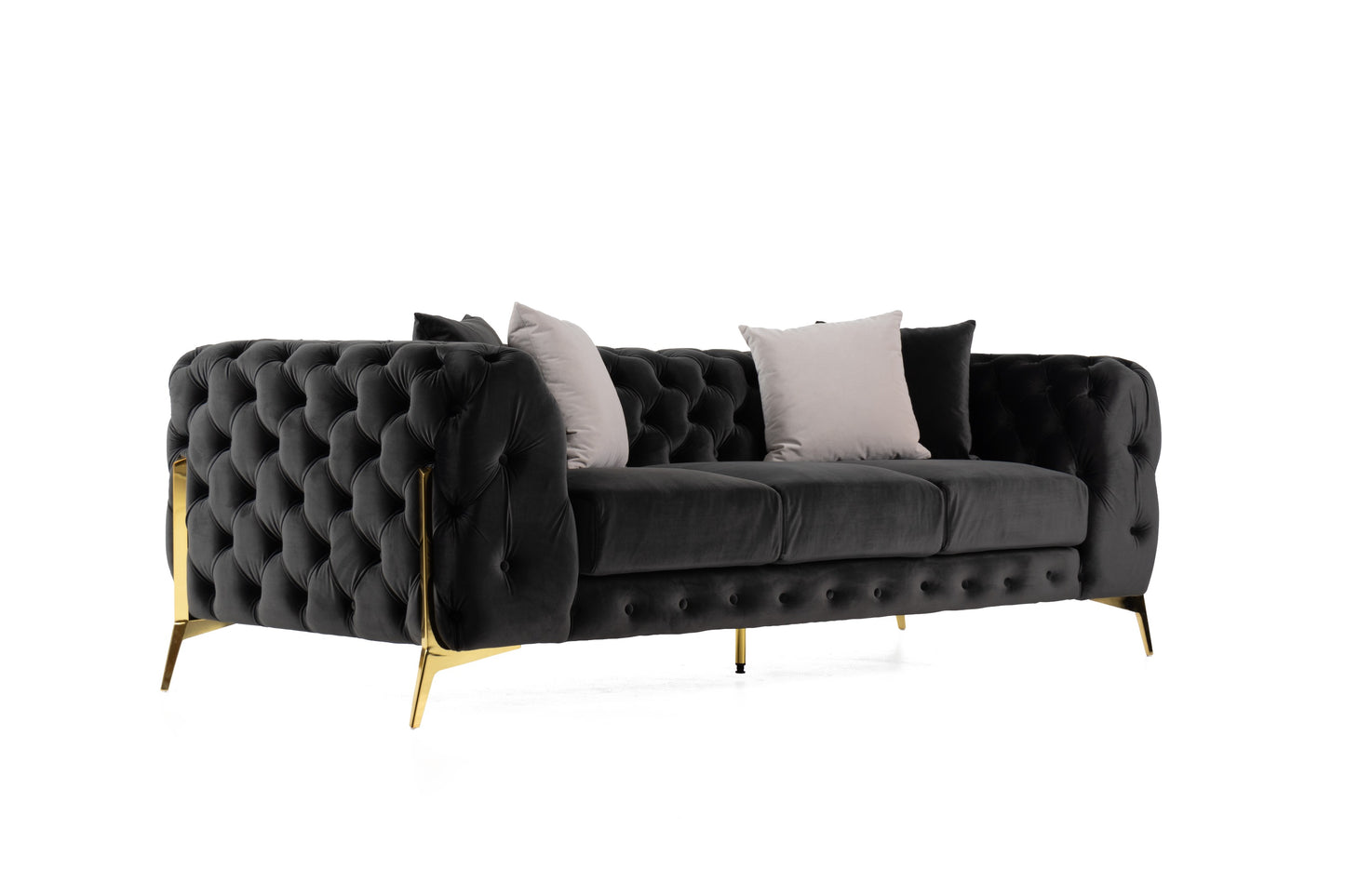Divani Casa Clarice Transitional Black Velvet Sofa