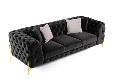 Divani Casa Clarice Transitional Black Velvet Sofa