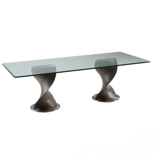 Modrest Cleveland Contemporary Glass and Grey Ash Dining Table