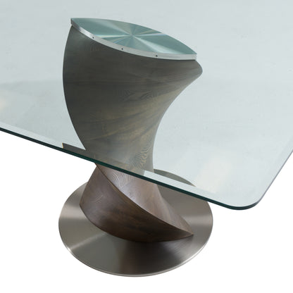 Modrest Cleveland Contemporary Glass and Grey Ash Dining Table