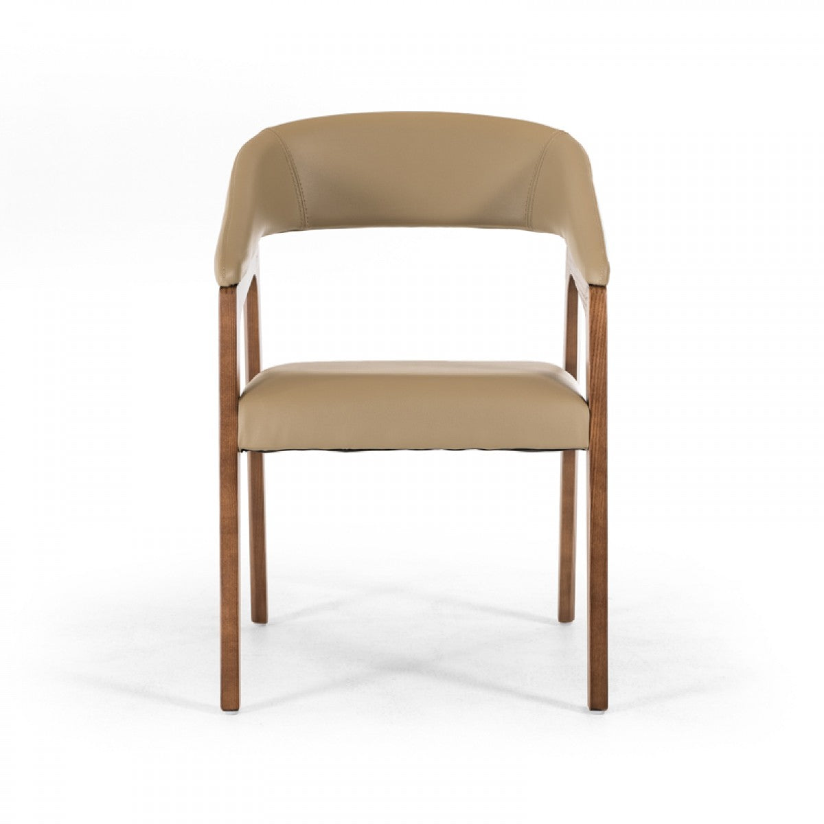 Modrest Clive Mid-Century Taupe and Walnut Dining Chair