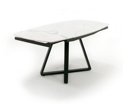 Modrest Cofrey Contemporary White Ceramic Extendable Dining Table