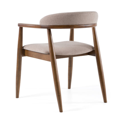 Modrest Cohen Mid-Century Modern Tan Fabric Walnut Dining Chair