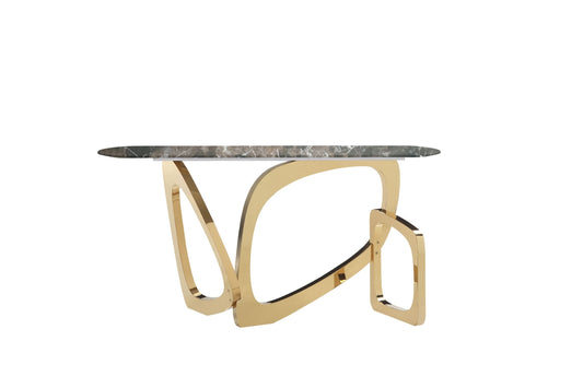 Modrest Colton Glam Brown and Gold Console Table