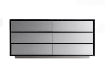 Modrest Concord Modern Black Marble Black Ash Aluminum Dresser