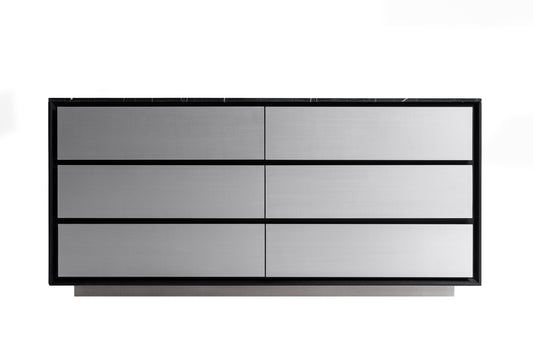 Modrest Concord Modern Black Marble Black Ash Aluminum Dresser