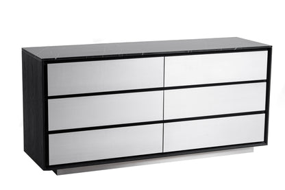 Modrest Concord Modern Black Marble Black Ash Aluminum Dresser