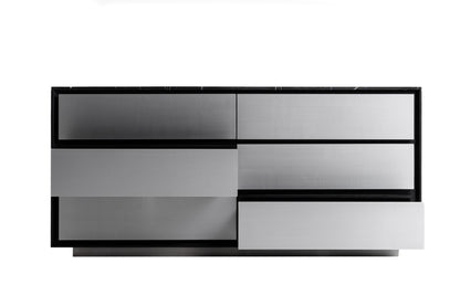 Modrest Concord Modern Black Marble Black Ash Aluminum Dresser
