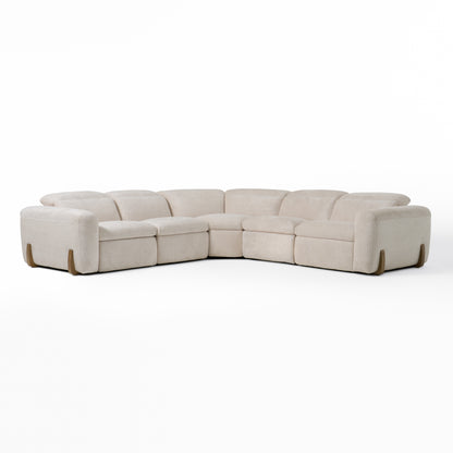 Divani Casa Conrad Modern Beige Fabric Sectional With 3 Recliners