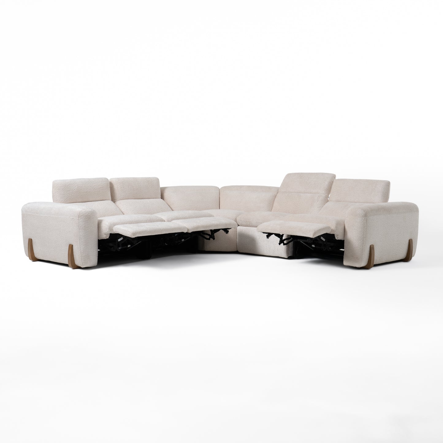 Divani Casa Conrad Modern Beige Fabric Sectional With 3 Recliners