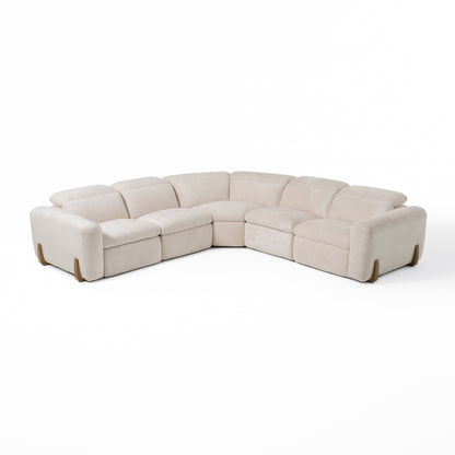 Divani Casa Conrad Modern Beige Fabric Sectional With 3 Recliners