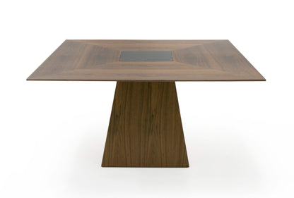 Modrest Cora- Modern Walnut and Black Tempered Glass Dining Table